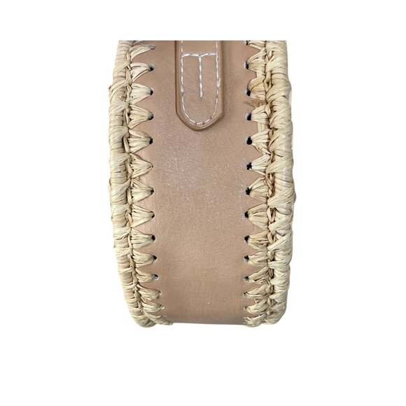 Unbranded Straw Crossbody Purse Bag Tan Cream Zip NWOT - Picture 4 of 5